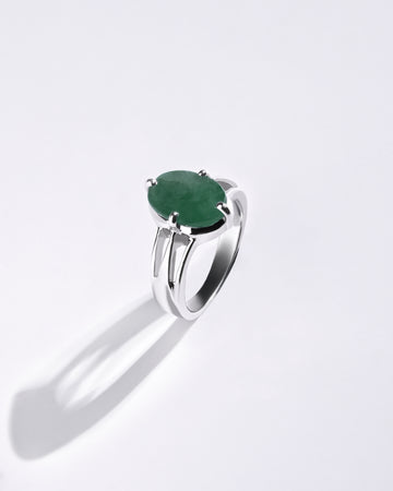 925 Silver Emerald (Panna) Ring – Pure Design - #1242N4