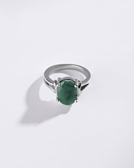 Emerald (Panna) Gemstone Ring – 925 Silver - #1148N4