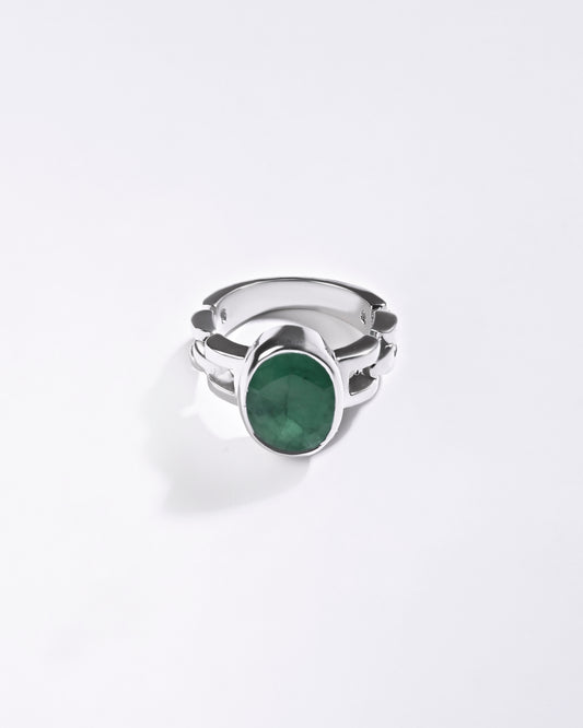 Prestige Emerald (Panna) Ring – 925 Silver - #1245B