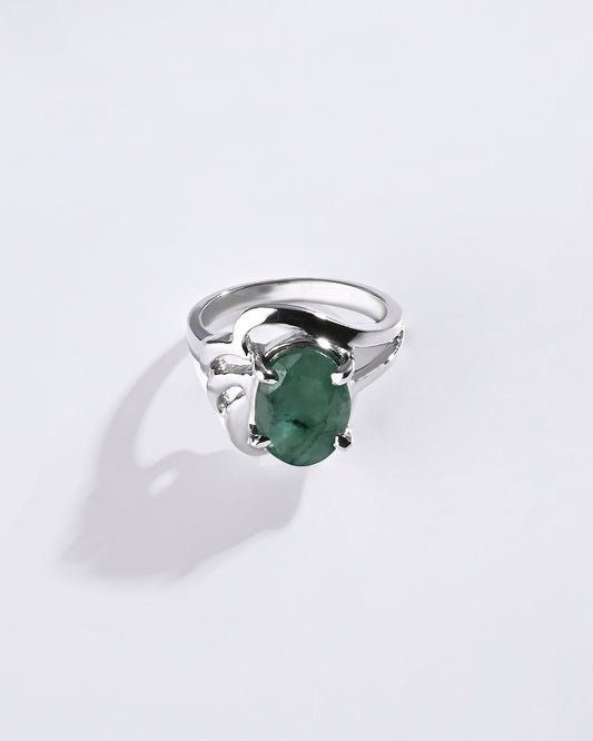 Bold Emerald (Panna) Ring – 925 Silver - #1191N4