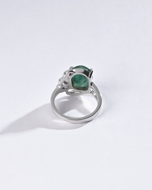 Bold Emerald (Panna) Ring – 925 Silver - #1191N4
