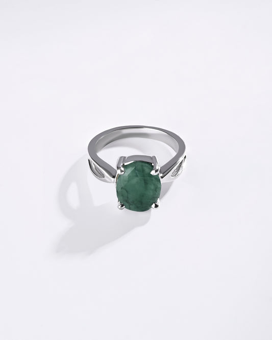 Emerald (Panna) Ring – 925 Silver Minimalist - #1102N4