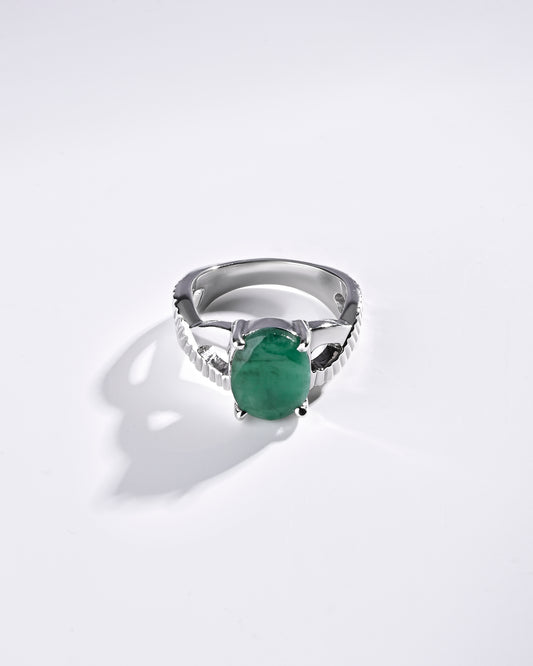 Natural Emerald (Panna) Ring – 925 Silver - #1104N4