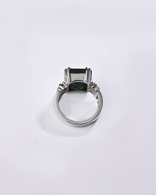 Luxe Edge Emerald (Panna) Ring – 925 Silver - #1199N8 Re