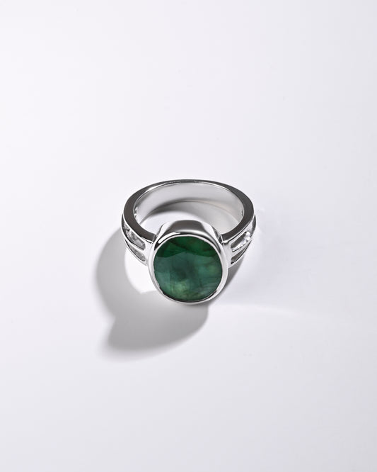 Elegant Emerald (Panna) Ring – 925 Silver - #1142B