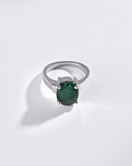 Gleaming Emerald (Panna) Ring – 925 Silver - #1200N4