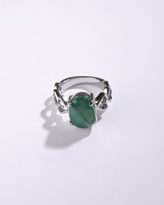Balanced Emerald (Panna) Ring – 925 Silver .- #1149N4