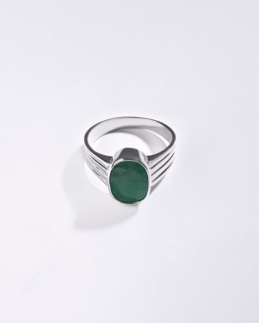 Emerald (Panna) Ring – 925 Silver Minimalist - #1228B