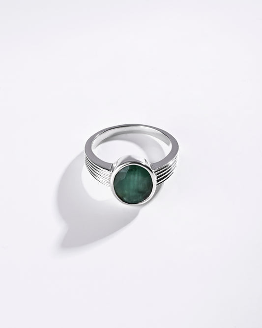 Classic Emerald (Panna) Ring – 925 Silver - #1225B