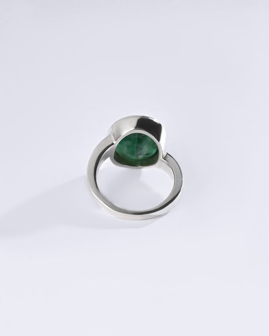 Designer Emerald (Panna) Ring – 925 Silver - #1153B