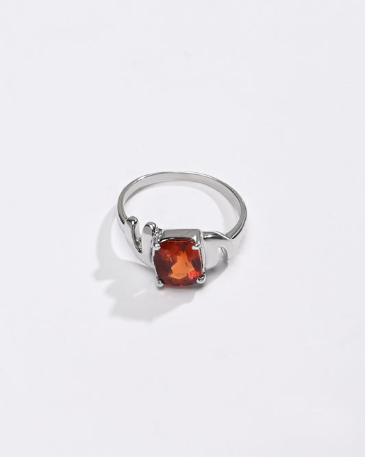 Garnet (Gomed) Ring – 925 Silver Minimalist - #1196N4