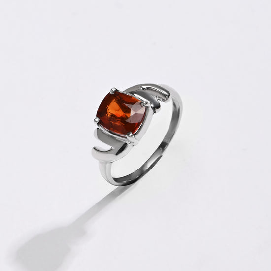 Garnet (Gomed) Ring – 925 Silver Minimalist - #1196N4 - Myra