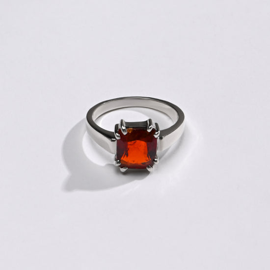 925 Silver Garnet (Gomed) Ring - #1200N8 Sq - Myra