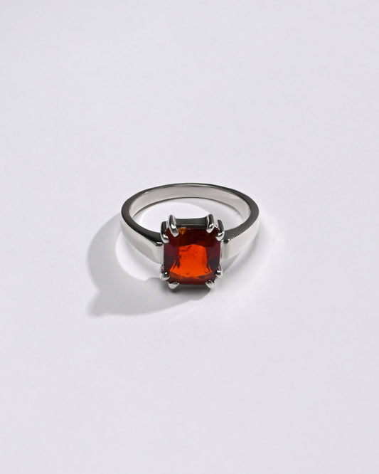 925 Silver Garnet (Gomed) Ring - #1200N8 Sq - Myra
