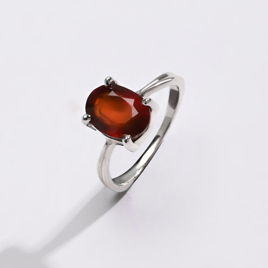 Daily-Wear Garnet (Gomed) Ring – 925 Silver - #1218N4 - Myra