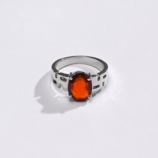 Natural Garnet (Gomed) Ring – 925 Silver - #1283N4 - Myra