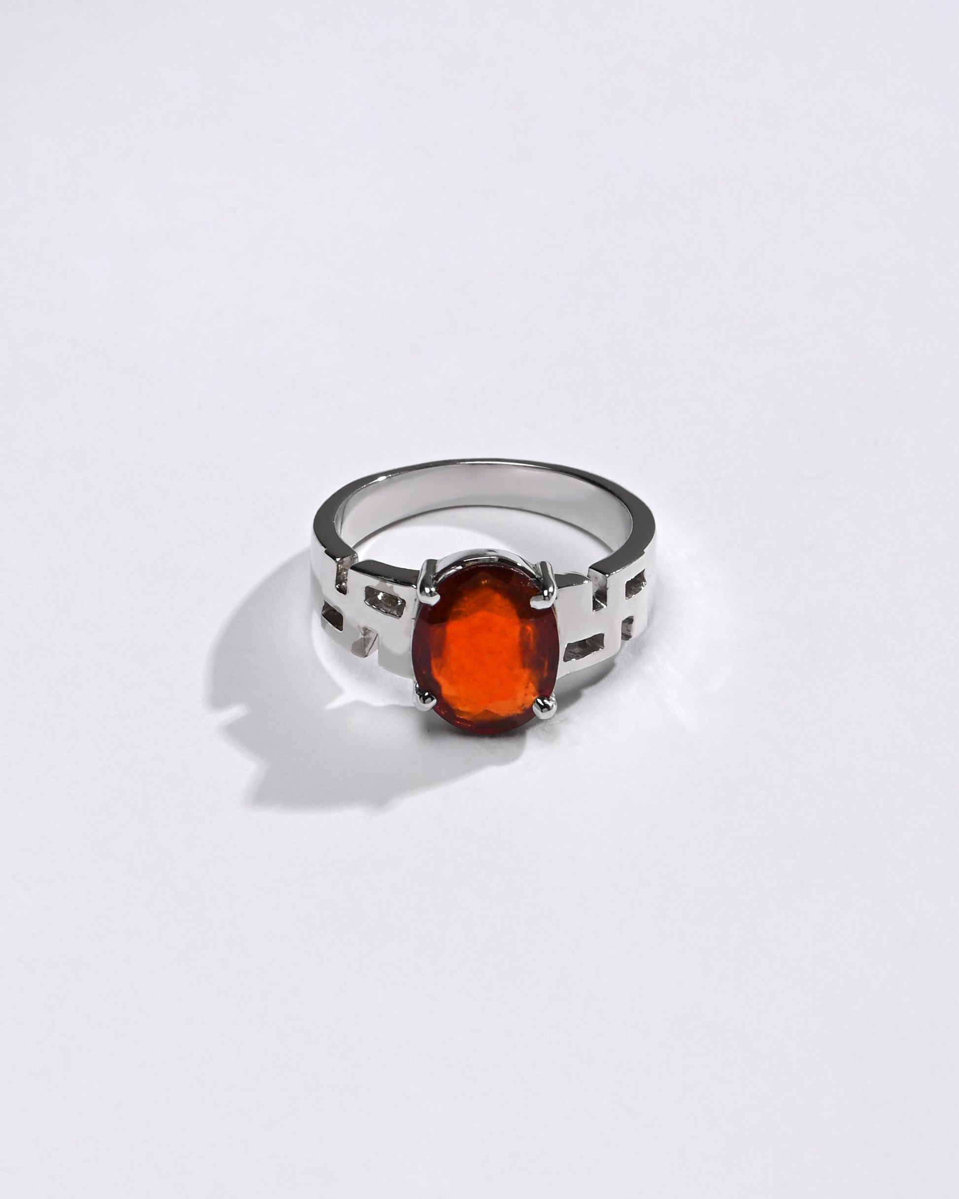 Natural Garnet (Gomed) Ring – 925 Silver - #1283N4 - Myra