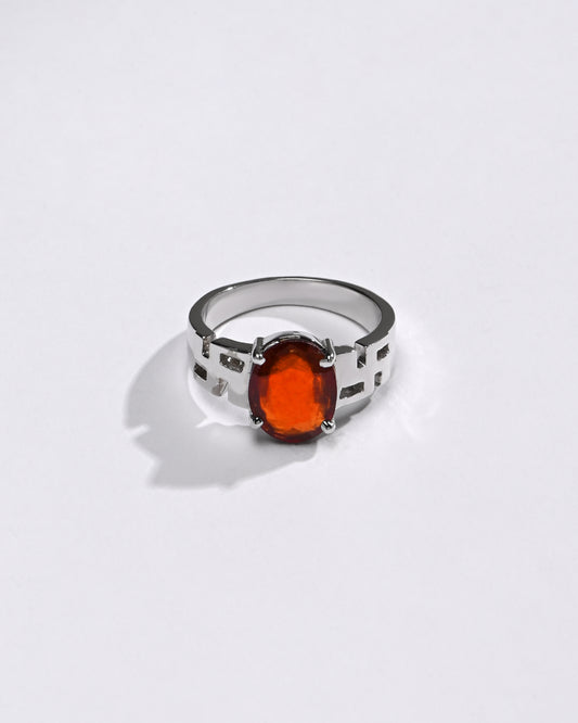 Natural Garnet (Gomed) Ring – 925 Silver - #1283N4 - Myra
