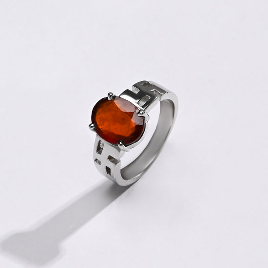 Natural Garnet (Gomed) Ring – 925 Silver - #1283N4 - Myra