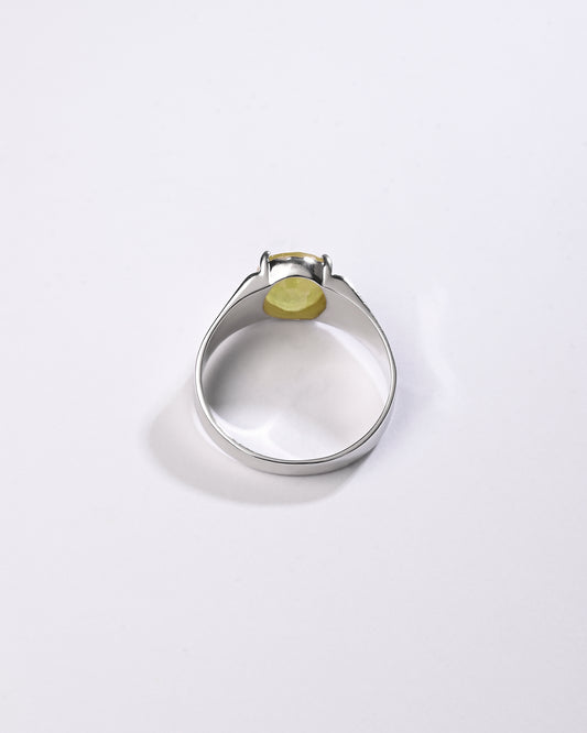 Yellow Sapphire (Pukhraj) Ring – Pure 925 Silver - #1111N4