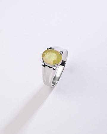 Yellow Sapphire (Pukhraj) Ring – Pure 925 Silver - #1111N4