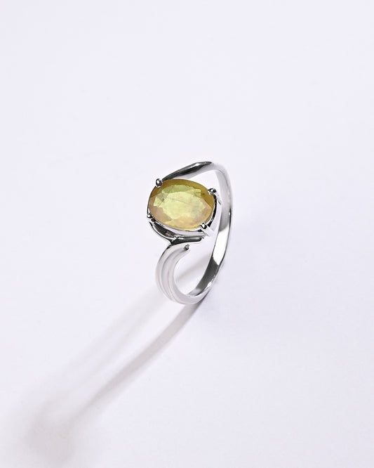 Yellow Sapphire (Pukhraj) Ring – 925 Silver - #1176N4