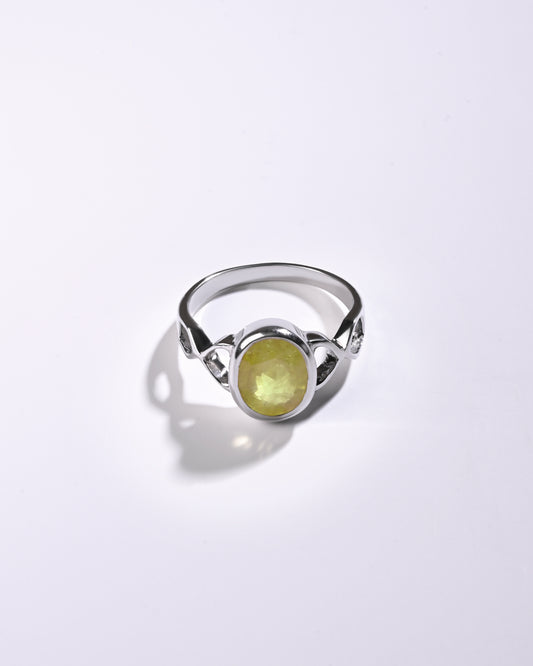 Classic Yellow Sapphire (Pukhraj) Ring – 925 Silver - #1105B