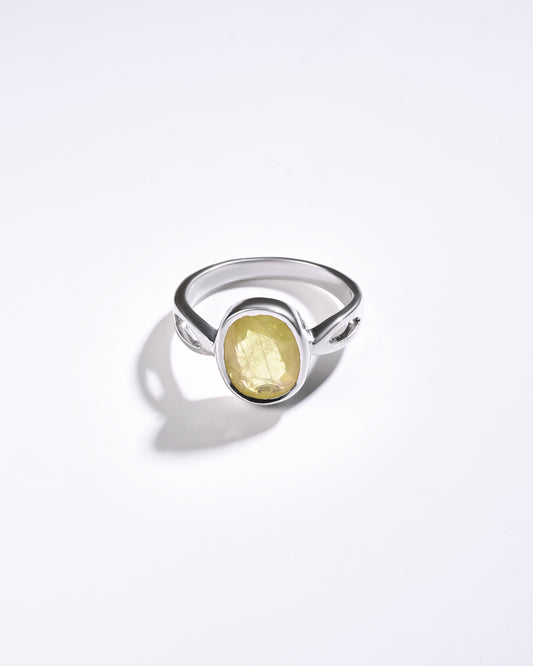 Yellow Sapphire (Pukhraj) Ring – 925 Silver Minimal - #1102B