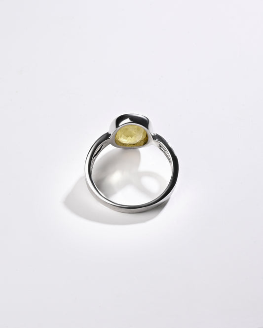 Yellow Sapphire (Pukhraj) Ring – 925 Silver Minimal - #1102B