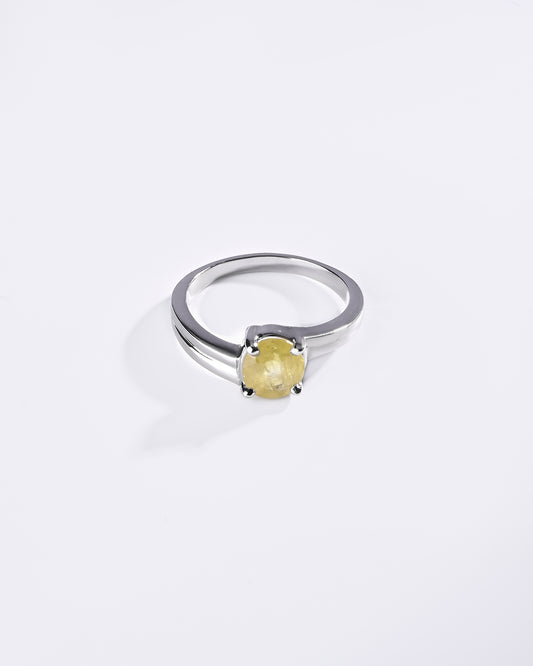 Smart Yellow Sapphire (Pukhraj) Ring – 925 Silver - #1153N4