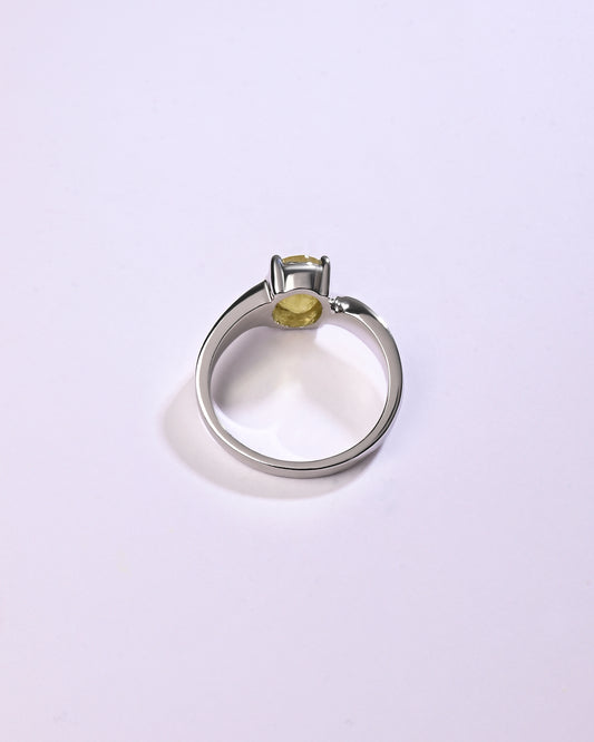 Designer Yellow Sapphire (Pukhraj) Ring – 925 Silver - #1203N4
