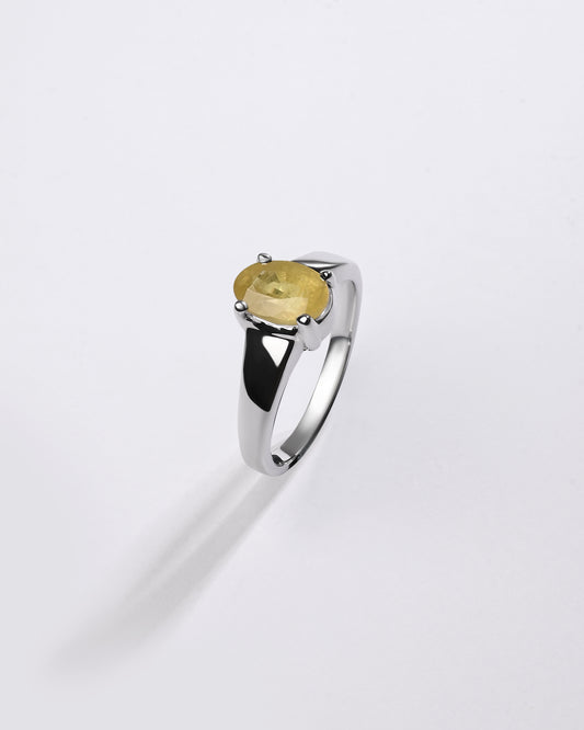 Designer Yellow Sapphire (Pukhraj) Ring – 925 Silver - #1203N4