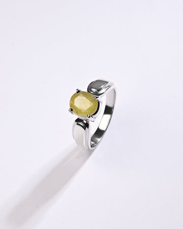 Yellow Sapphire (Pukhraj) Ring – 925 Silver Precision - #1101N4