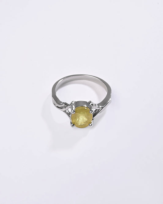 Luxe Yellow Sapphire (Pukhraj) Ring – 925 Silver - #1175N4