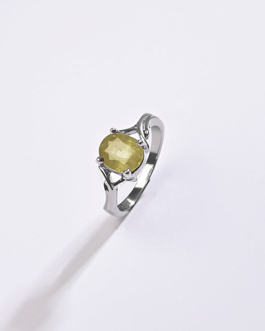 Luxe Yellow Sapphire (Pukhraj) Ring – 925 Silver - #1175N4