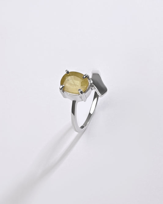Refined Yellow Sapphire (Pukhraj) Ring – 925 Silver - #1202N4