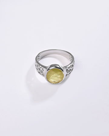 Comfort Yellow Sapphire (Pukhraj) Ring – 925 Silver - #1162B