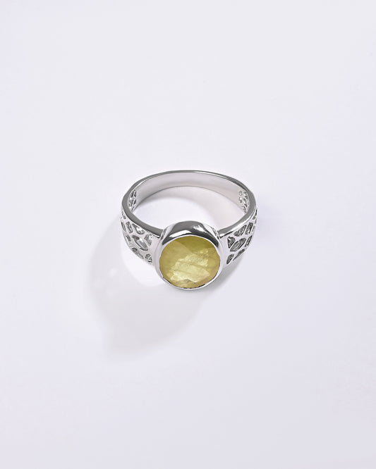 Comfort Yellow Sapphire (Pukhraj) Ring – 925 Silver - #1162B