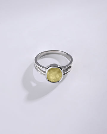 Radiant Yellow Sapphire (Pukhraj) Ring – 925 Silver - #1242B