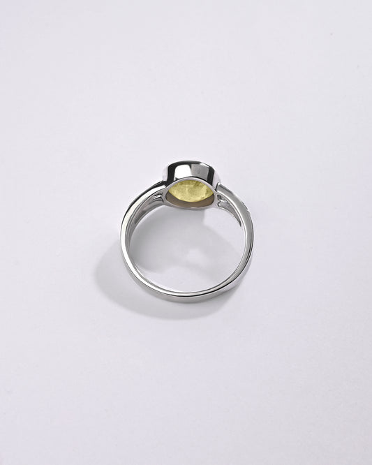 Radiant Yellow Sapphire (Pukhraj) Ring – 925 Silver - #1242B