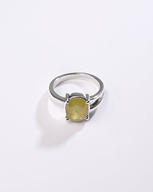 Yellow Sapphire (Pukhraj) Gemstone Ring – 925 Silver - #1125N4