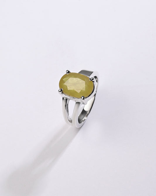 Yellow Sapphire (Pukhraj) Gemstone Ring – 925 Silver - #1125N4