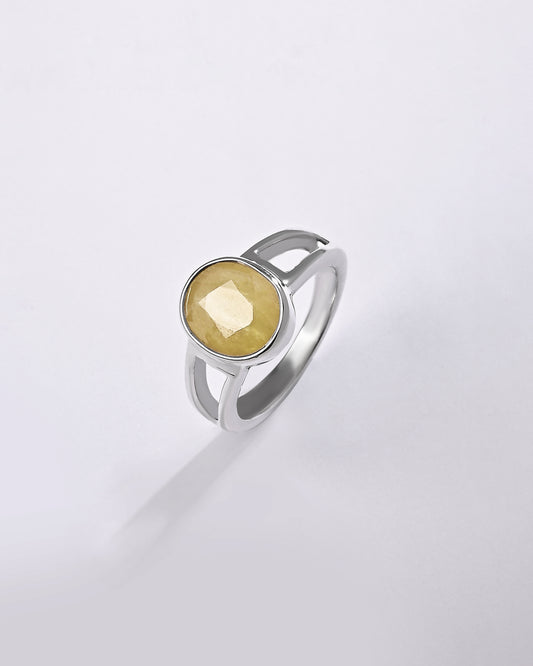 Essential Yellow Sapphire (Pukhraj) Ring – 925 Silver - #1150B