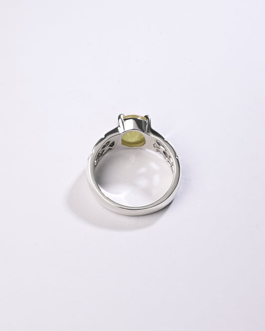 Velvet Finish Yellow Sapphire (Pukhraj) Ring – 925 Silver - #1219N4