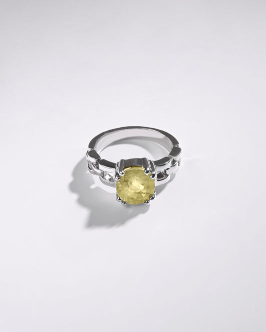 Grandeur Yellow Sapphire (Pukhraj) Ring – 925 Silver - #1245N8