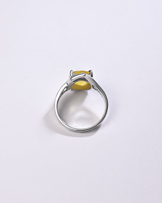 Bold Yellow Sapphire (Pukhraj) Ring – 925 Silver - #1192N4