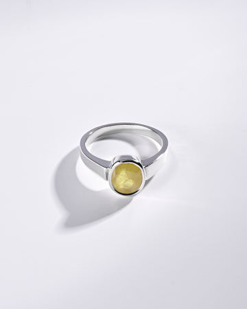 Rich Hue Yellow Sapphire (Pukhraj) Ring – 925 Silver - #1200B