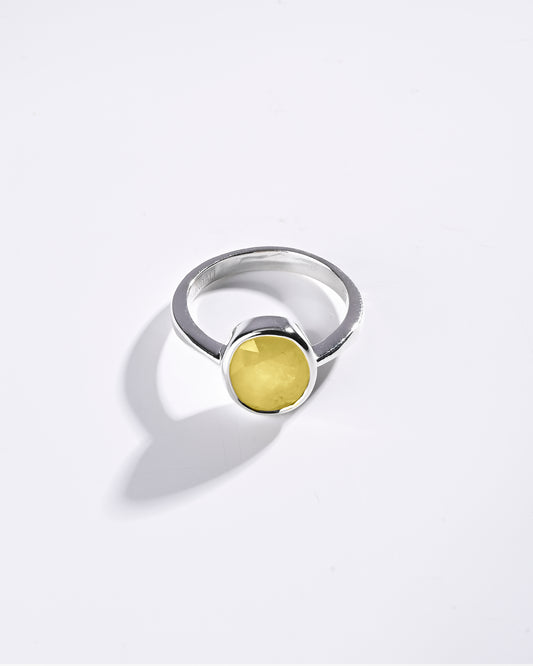 Gleaming Yellow Sapphire (Pukhraj) Ring – 925 Silver - #1218B