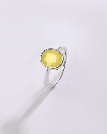 Gleaming Yellow Sapphire (Pukhraj) Ring – 925 Silver - #1218B