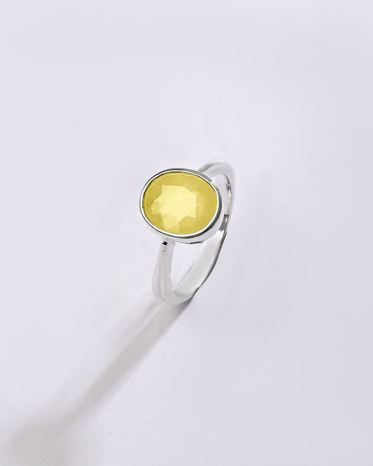 Gleaming Yellow Sapphire (Pukhraj) Ring – 925 Silver - #1218B
